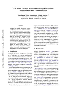 TFW2V: An Enhanced Document Similarity Method for the Morphologically
  Rich Finnish Language