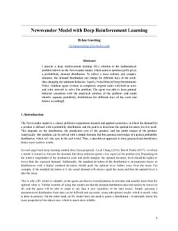 Newsvendor Model with Deep Reinforcement Learning