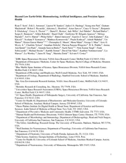 Beyond Low Earth Orbit: Biomonitoring, Artificial Intelligence, and
  Precision Space Health