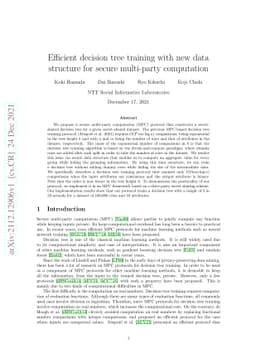 Efficient decision tree training with new data structure for secure
  multi-party computation
