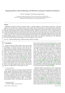 Integrating Physics-Based Modeling with Machine Learning for Lithium-Ion
  Batteries