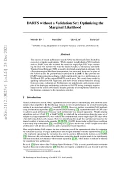 DARTS without a Validation Set: Optimizing the Marginal Likelihood