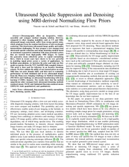 Ultrasound Speckle Suppression and Denoising using MRI-derived
  Normalizing Flow Priors