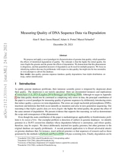 Measuring Quality of DNA Sequence Data via Degradation