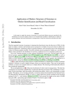 Application of Markov Structure of Genomes to Outlier Identification and
  Read Classification
