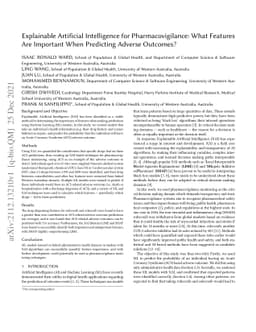 Explainable Artificial Intelligence for Pharmacovigilance: What Features
  Are Important When Predicting Adverse Outcomes?