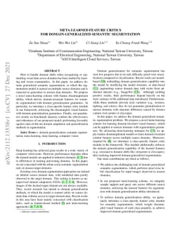 Meta-Learned Feature Critics for Domain Generalized Semantic
  Segmentation