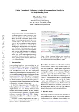 Polite Emotional Dialogue Acts for Conversational Analysis in Daily
  Dialog Data