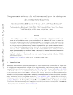 Non-parametric estimator of a multivariate madogram for missing-data and
  extreme value framework