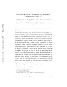 Generation of Synthetic Rat Brain MRI scans with a 3D Enhanced Alpha-GAN