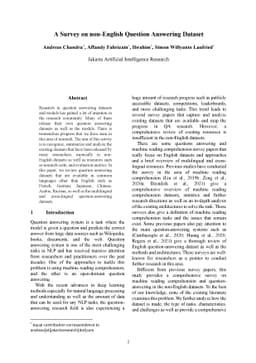 A Survey on non-English Question Answering Dataset