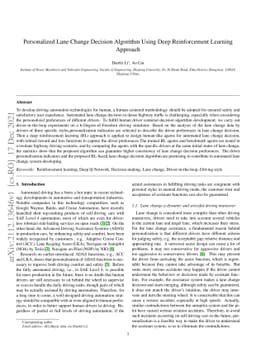 Personalized Lane Change Decision Algorithm Using Deep Reinforcement
  Learning Approach