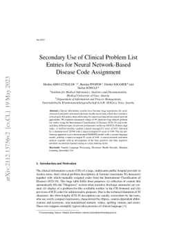 Secondary Use of Clinical Problem List Entries for Neural Network-Based
  Disease Code Assignment
