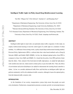 Intelligent Traffic Light via Policy-based Deep Reinforcement Learning