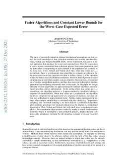Faster Algorithms and Constant Lower Bounds for the Worst-Case Expected
  Error