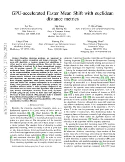 GPU-accelerated Faster Mean Shift with euclidean distance metrics