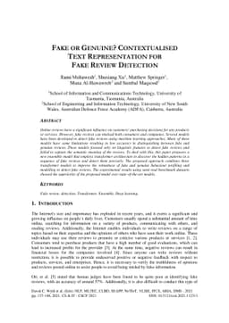 Fake or Genuine? Contextualised Text Representation for Fake Review
  Detection