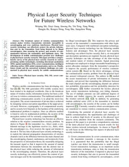 Physical Layer Security Techniques for Future Wireless Networks