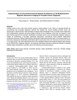Implementation of Convolutional Neural Network Architecture on 3D
  Multiparametric Magnetic Resonance Imaging for Prostate Cancer Diagnosis
