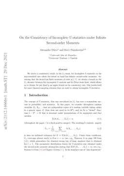 On the consistency of incomplete U-statistics under infinite
  second-order moments}