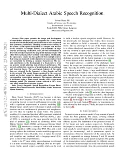 Multi-Dialect Arabic Speech Recognition