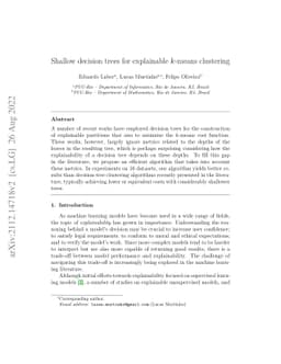 Shallow decision trees for explainable $k$-means clustering