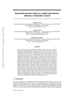 Sequential memory improves sample and memory efficiency in Episodic
  Control