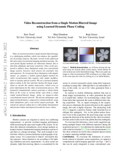 Video Reconstruction from a Single Motion Blurred Image using Learned
  Dynamic Phase Coding