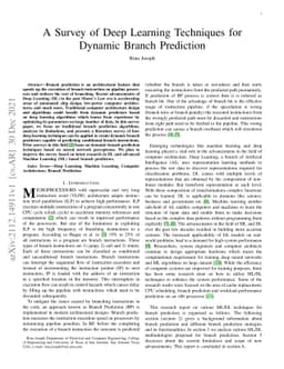 A Survey of Deep Learning Techniques for Dynamic Branch Prediction