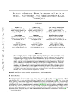 Resource-Efficient Deep Learning: A Survey on Model-, Arithmetic-, and
  Implementation-Level Techniques