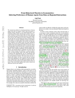From Behavioral Theories to Econometrics: Inferring Preferences of Human
  Agents from Data on Repeated Interactions