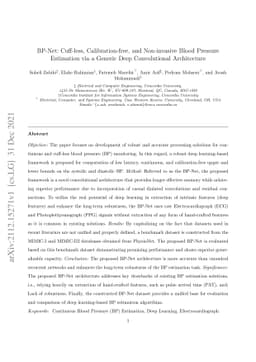 BP-Net: Cuff-less, Calibration-free, and Non-invasive Blood Pressure
  Estimation via a Generic Deep Convolutional Architecture