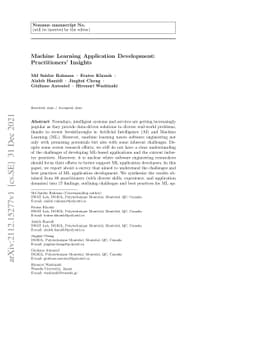 Machine Learning Application Development: Practitioners' Insights