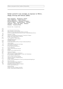Scalar reward is not enough: A response to Silver, Singh, Precup and
  Sutton (2021)