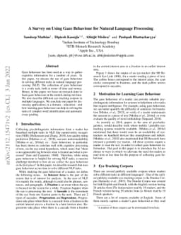 A Survey on Using Gaze Behaviour for Natural Language Processing