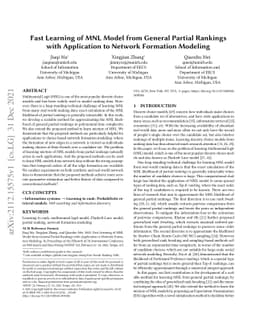 Fast Learning of MNL Model from General Partial Rankings with
  Application to Network Formation Modeling