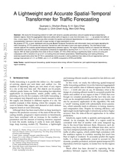 A Lightweight and Accurate Spatial-Temporal Transformer for Traffic
  Forecasting