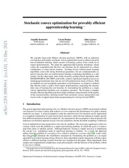 Stochastic convex optimization for provably efficient apprenticeship
  learning
