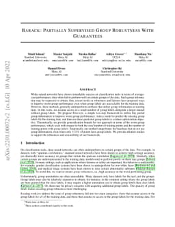 BARACK: Partially Supervised Group Robustness With Guarantees
