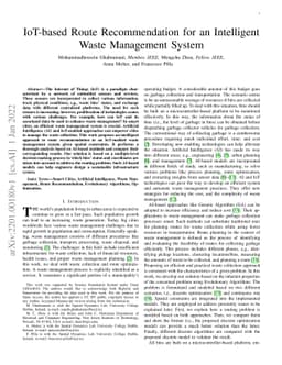 IoT-based Route Recommendation for an Intelligent Waste Management
  System