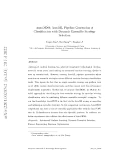 AutoDES: AutoML Pipeline Generation of Classification with Dynamic
  Ensemble Strategy Selection