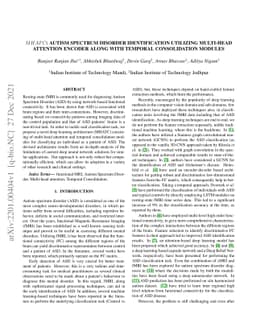 MHATC: Autism Spectrum Disorder identification utilizing multi-head
  attention encoder along with temporal consolidation modules