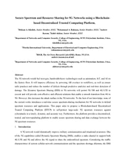Secure Spectrum and Resource Sharing for 5G Networks using a
  Blockchain-based Decentralized Trusted Computing Platform