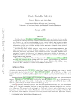 Cluster Stability Selection