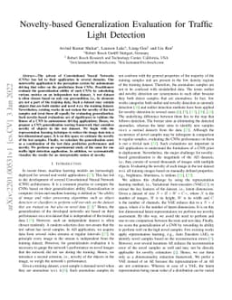 Novelty-based Generalization Evaluation for Traffic Light Detection