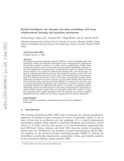 Hybrid intelligence for dynamic job-shop scheduling with deep
  reinforcement learning and attention mechanism