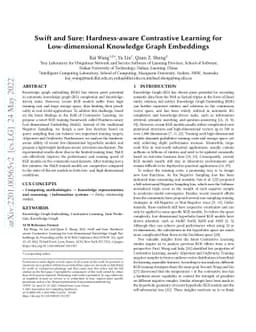 Swift and Sure: Hardness-aware Contrastive Learning for Low-dimensional
  Knowledge Graph Embeddings