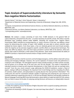 Topic Analysis of Superconductivity Literature by Semantic Non-negative
  Matrix Factorization