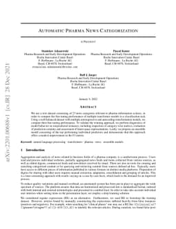Automatic Pharma News Categorization