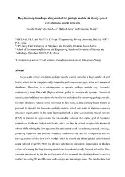 Deep-learning-based upscaling method for geologic models via
  theory-guided convolutional neural network